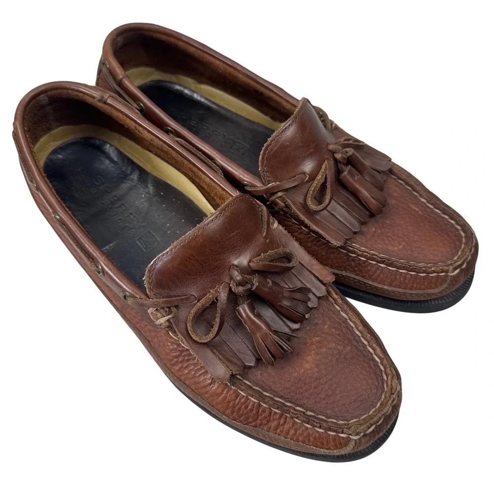 Sperry Top-Sider Kiltie Tassel Loafers Men 9.5M Brown Leather Boat Shoes 0673418